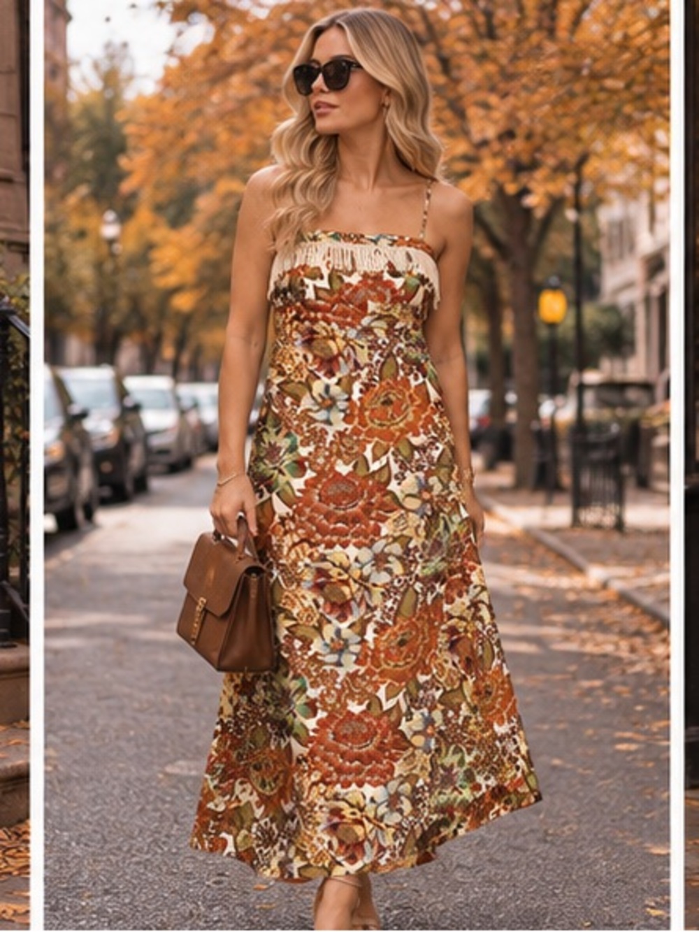 Alemais Lana Rust Multi Floral linen dress